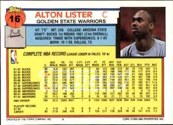 1992-93 Topps - Gold #16 Alton Lister Back