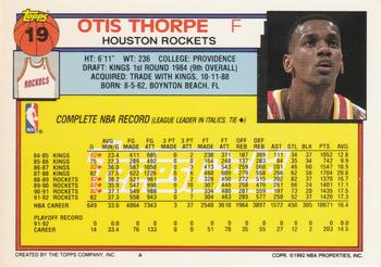 1992-93 Topps - Gold #19 Otis Thorpe Back