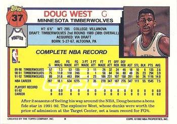 1992-93 Topps - Gold #37 Doug West Back