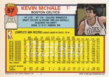 1992-93 Topps - Gold #57 Kevin McHale Back