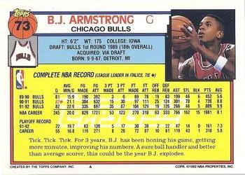 1992-93 Topps - Gold #73 B.J. Armstrong Back