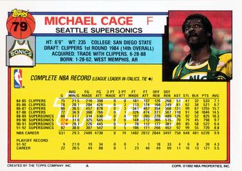 1992-93 Topps - Gold #79 Michael Cage Back