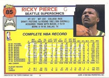 1992-93 Topps - Gold #85 Ricky Pierce Back