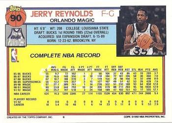 1992-93 Topps - Gold #90 Jerry Reynolds Back