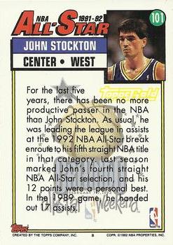 1992-93 Topps - Gold #101 John Stockton Back