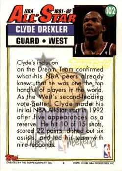 1992-93 Topps - Gold #102 Clyde Drexler Back