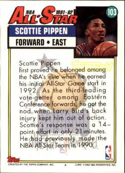 1992-93 Topps - Gold #103 Scottie Pippen Back
