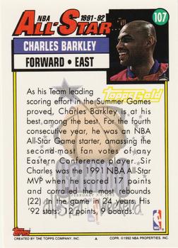 1992-93 Topps - Gold #107 Charles Barkley Back