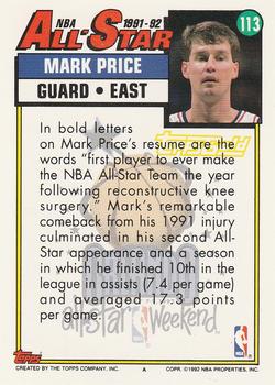 1992-93 Topps - Gold #113 Mark Price Back