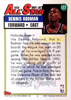 1992-93 Topps - Gold #117 Dennis Rodman Back