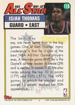 1992-93 Topps - Gold #118 Isiah Thomas Back
