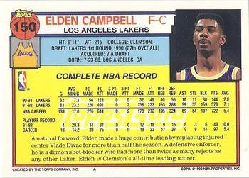 1992-93 Topps - Gold #150 Elden Campbell Back