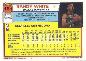 1992-93 Topps - Gold #151 Randy White Back