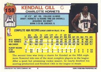 1992-93 Topps - Gold #158 Kendall Gill Back