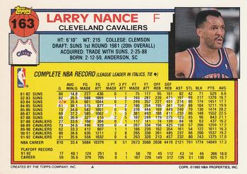 1992-93 Topps - Gold #163 Larry Nance Back