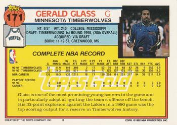 1992-93 Topps - Gold #171 Gerald Glass Back