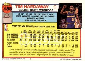 1992-93 Topps - Gold #188 Tim Hardaway Back