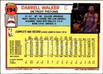 1992-93 Topps - Gold #194 Darrell Walker Back