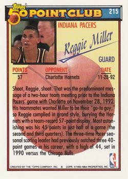 1992-93 Topps - Gold #215 Reggie Miller Back