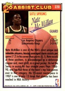 1992-93 Topps - Gold #220 Nate McMillan Back