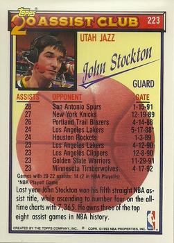 1992-93 Topps - Gold #223 John Stockton Back