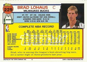 1992-93 Topps - Gold #229 Brad Lohaus Back