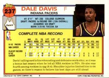1992-93 Topps - Gold #237 Dale Davis Back