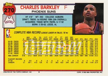 1992-93 Topps - Gold #270 Charles Barkley Back