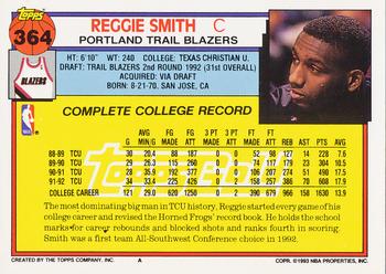 1992-93 Topps - Gold #364 Reggie Smith Back