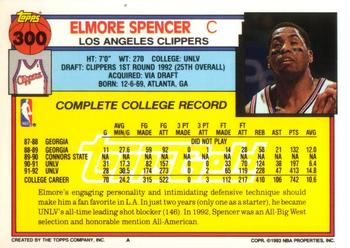 1992-93 Topps - Gold #300 Elmore Spencer Back