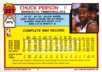 1992-93 Topps - Gold #327 Chuck Person Back