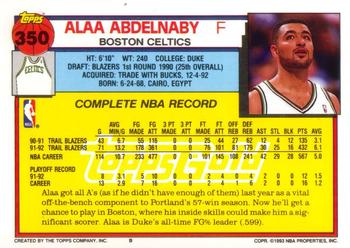 1992-93 Topps - Gold #350 Alaa Abdelnaby Back
