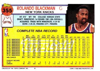 1992-93 Topps - Gold #355 Rolando Blackman Back