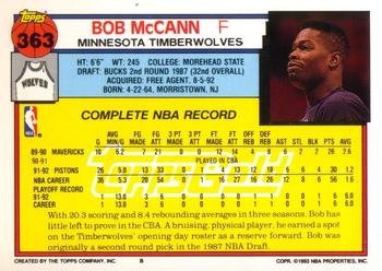 1992-93 Topps - Gold #363 Bob McCann Back