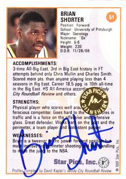 1991 Star Pics - Autographs #51 Brian Shorter Back