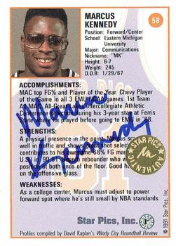 1991 Star Pics - Autographs #58 Marcus Kennedy Back