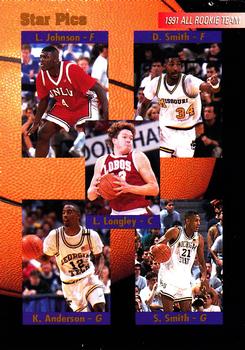 1991 Star Pics - Medallion #60 All-Rookie Team (Larry Johnson / Doug Smith / Luc Longley / Kenny Anderson / Steve Smith) Front