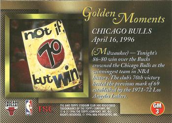 1996-97 Stadium Club - Golden Moments #GM3 Chicago Bulls Back