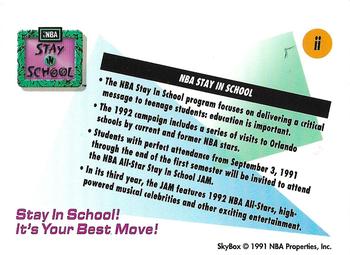 1991-92 SkyBox - Blister Inserts #ii Stay in School Back