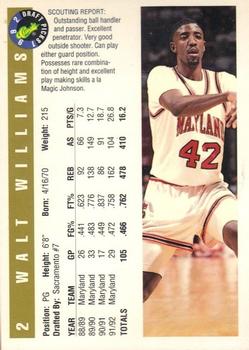 1992 Classic Draft Picks - Gold #2 Walt Williams Back
