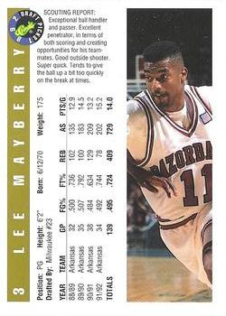 1992 Classic Draft Picks - Gold #3 Lee Mayberry Back