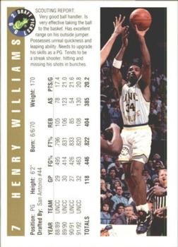 1992 Classic Draft Picks - Gold #7 Henry Williams Back