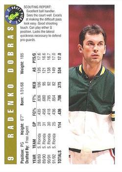 1992 Classic Draft Picks - Gold #9 Radenko Dobras Back