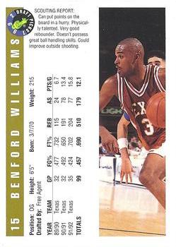 1992 Classic Draft Picks - Gold #15 Benford Williams Back