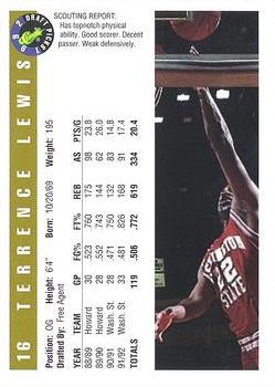 1992 Classic Draft Picks - Gold #16 Terrence Lewis Back