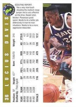 1992 Classic Draft Picks - Gold #36 Lucius Davis Back