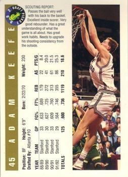 1992 Classic Draft - Gold #45 Adam Keefe Back