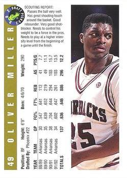 1992 Classic Draft Picks - Gold #49 Oliver Miller Back