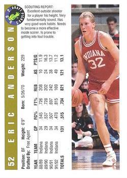 1992 Classic Draft Picks - Gold #52 Eric Anderson Back