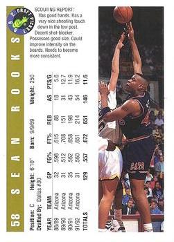 1992 Classic Draft Picks - Gold #58 Sean Rooks Back